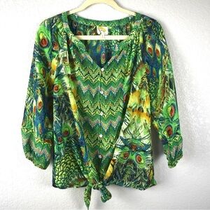 Anthropologie Fig & Flower peacock Top size L
